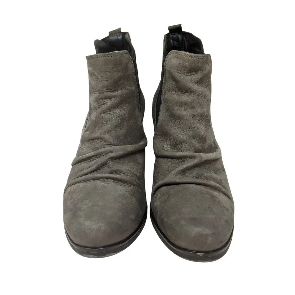 Paul Green Jano Taupe Leather Ruched Heeled Ankle Boots Booties Womens 8